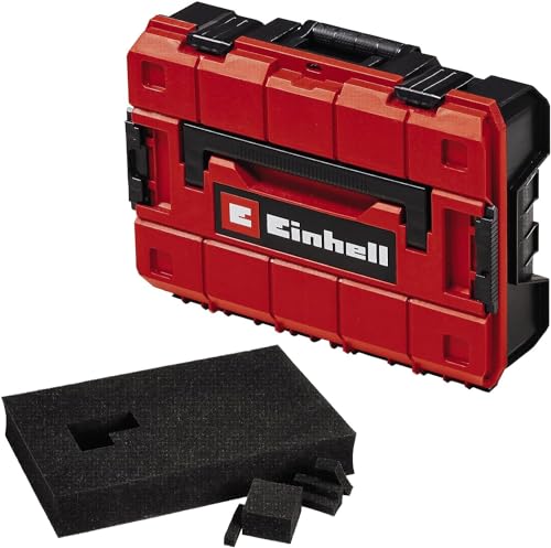 Einhell Systemkoffer E-Case S-F (für universelle Aufbewahrung von Werkzeug, 44x32x13 cm Außenmaße, max. 25 kg Beladung, spritzwassergeschützt, stapelbar, inkl. Rasterschaumstoff) von Einhell