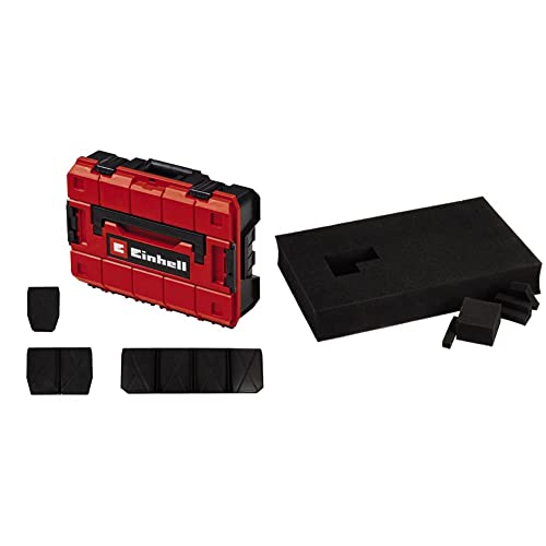 Einhell Systemkoffer E-Case S-F (für universelle Aufbewahrung von Werkzeug, max. 25 kg Beladung, stapelbar, inkl. 9 Kunststofffächer und Rasterschaumstoff) von Einhell