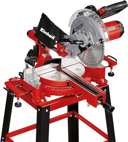 Einhell Zug-Kapp-Gehrungssäge TC-SM 2531/2 U (1900 W, max. 70 mm x 310 mm Schnitttiefe/-breite, Ø 254 mm Sägeblatt, Untergestell, neigbarer Sägekopf, Zugfunktion, Laser) von Einhell