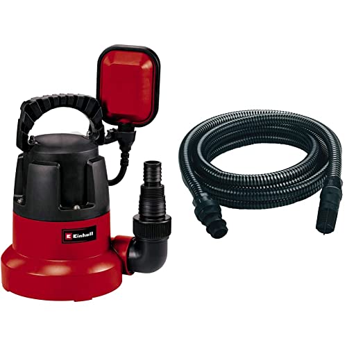 Einhell Tauchpumpe GC-SP 3580 LL (350 W, 8.000 Liter pro Stunde, Pumpenstart ab 8 mm) & Saugschlauch 4 m (Pumpen-Zubehör, 4 m Länge, Kunststoffanschluss 42 mm, 5-teilig, Kunststoff) von Einhell