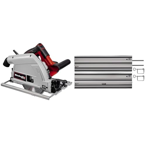 Einhell Tauchsäge TE-PS 165 (1.200 Watt, werkzeuglose Einstellung bei Schnitttiefe + Neigungswinkel, hochwertiges Hartmetall-Sägeblatt) + Führungsschiene (2x1000 mm, für Schnitte von 45° bis 90°) von Einhell