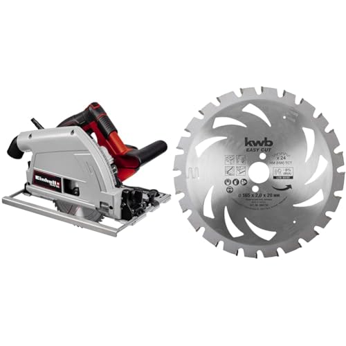 Einhell Tauchsäge TE-PS 165 (1.200 Watt,werkzeuglose Einstellung bei Schnitttiefe + Neigungswinkel, hochwertiges Hartmetall-Sägeblatt, Sägeblattarretierung, inkl. Easy Cut Kreissägeblatt 165 x 20 mm) von Einhell