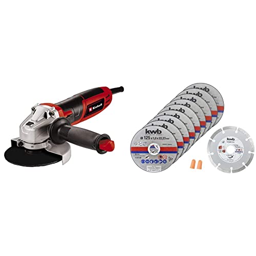 Einhell Winkelschleifer TC-AG 125/850 (850 W, 12.000 min-1, max. Schnitttiefe 33 mm, max. Scheibendurchmesser 125 mm, Wiederanlaufschutz, inkl. Trennscheibenset) von Einhell