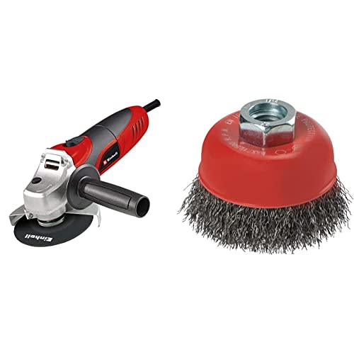 Einhell Winkelschleifer TC-AG 125 (850W, 12.000 1/min Drehzahl, 125mm Scheiben-ø, Scheibenschutz, Spindelarretierung, flacher Aluminium-Getriebekopf, ohne Trennscheibe, inkl. Stahlbürste) von Einhell