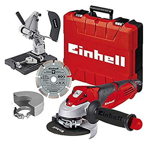 Einhell Winkelschleifer TE-AG 125/750 Kit (750 W, Scheiben- 125 mm) + Einhell Trennständer TS 125 und TS 115 passend für Winkelschleifer mit einem Trennscheiben Durchmesser von 125mm und 115mm von Einhell