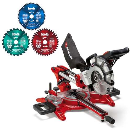 Einhell Zug-Kapp-Gehrungssäge TC-SM 2131/2 Dual (1800 W, 4900 min-^1, integrierte Zugfunktion, Werkstückanschlag, Spannvorrichtung, Laser, inkl. 4 Sägeblättern) von Einhell