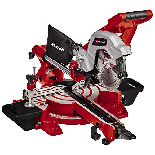 Einhell Zug-Kapp-Gehrungssäge TE-SM 216 Dual (1.800 W, Ø216 x Ø30, 215/305 mm Schnittbreite bei 45°/90°, Winkeleinstellung, Spindle-Lock, Spannvorrichtung, inkl. Hartmetall-Sägeblatt) von Einhell