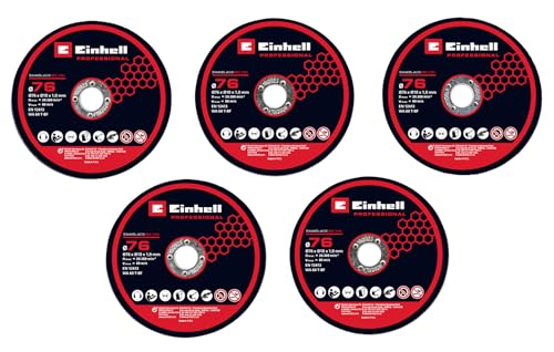 Original Einhell 5-tlg. Trennscheiben-Set 76 mm (Winkelschleifer-Zubehör, Ø 76 mm, Aufnahme 10 mm, für alle passenden Winkelschleifer, inkl. 5x Dünn-Trennscheiben) von Einhell