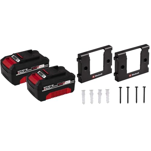 Original Einhell Akku PXC-Twinpack 4,0 Ah Power X-Change (Li-Ion, 18 V, 2X 4,0 Ah-Akkus, universell für alle PXC-Geräte, proaktives Batteriemanagement, angepasste Ladezyklen, inkl. Wandhalterung) von Einhell