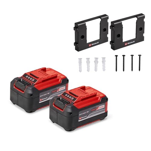 Original Einhell Akku PXC-Twinpack 5,2 Ah Power X-Change (Li-Ion, 18 V, 2x 5,2 Ah-Akkus, universell für alle PXC-Geräte, proaktives Batteriemanagement, angepasste Ladezyklen, inkl. Wandhalterung) von Einhell