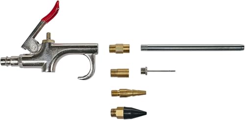 Original Einhell Ausblaspistolen-Set Kompressoren-Zubehör (7-tlg. Set, 2-8 bar, inkl. Ausblaspistole, Ballfüllnadel, Luftmatratzenadapter, Universaladapter) von Einhell