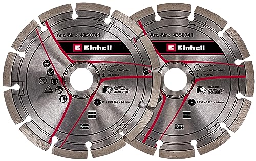 Original Einhell Diamant-Trennscheiben-Set 150 mm als Mauernutfräsen-Zubehör (Ø 150 mm, 2 Stück, 22,2 mm Bohrung, passend für Einhell Mauernutfräse TE-MA 1700) von Einhell