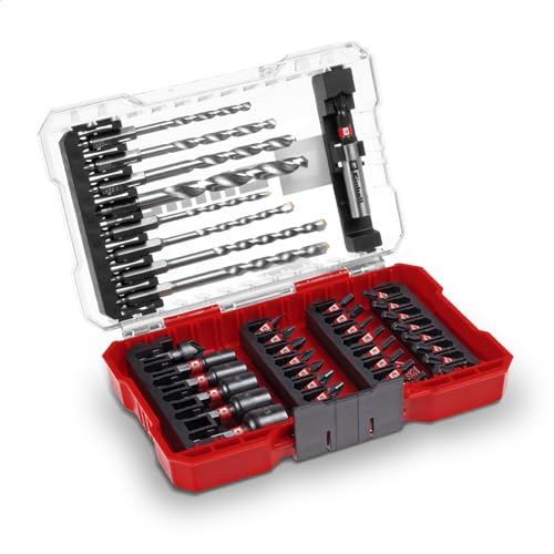 Original Einhell M-CASE 39-tlg. schlagfestes Zubehör-Set (25-mm-Bits, Metallbohrer, Universalbohrer, 60-mm-Bithalter, Steckschlüssel, Senker inkl. Aufbewahrungsbox) von Einhell