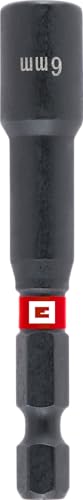 Original Einhell Magnetische Impact-Sechskant-Steckschlüssel mit 1/4" E 6.3 Schaft, 6 mm (Chrom Vanadium, Torsionszone, Dauermagnet, roter Farbring) von Einhell Accessories