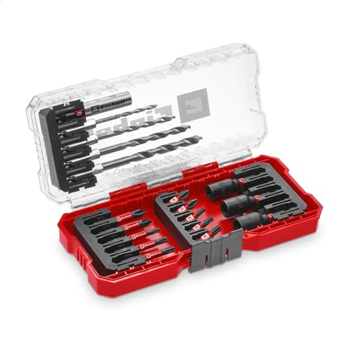 Original Einhell S-CASE 18-tlg. schlagfestes Zubehör-Set (25-mm-Bits, 50-mm-Bits, 60-mm-Bithalter, Steckschlüssel, Metallbohrer inkl. Aufbewahrungsbox) von Einhell