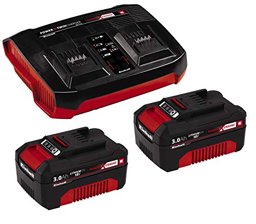 Original Einhell Starter Kit 2x 3,0 Ah Akkus und Twincharger Power X-Change (Li-Ion, 18 V, 60 min Ladezeit, passend für alle Power X-Change Geräte) von Einhell