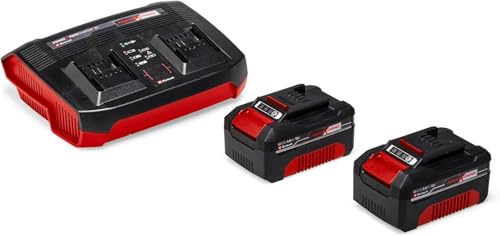 Original Einhell Starter Kit 2x 4,0 Ah Akkus und Twincharger Power X-Change (Li-Ion, 18 V, 75 min Ladezeit, passend für alle Power X-Change Geräte) von Einhell