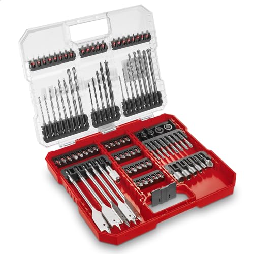 Original Einhell XL-CASE 95-tlg. Bit- und Bohrer-Set (Bits, diverse Bohrer, Schnellwechselbithalter, Steckschlüssel, Senker, Bohrstopper, Stiftschlüssel inkl. Aufbewahrungsbox) von Einhell