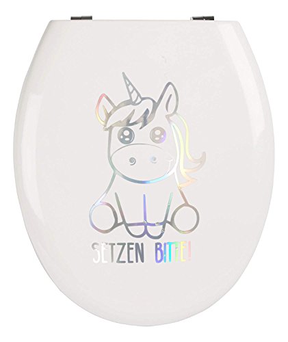 EinhornLiebe WC-Deckel Aufkleber lustiger Einhorn Sticker für Klo-Deckel Wandsticker 25cm x 8cm (SETZEN BITTE) von EinhornLiebe