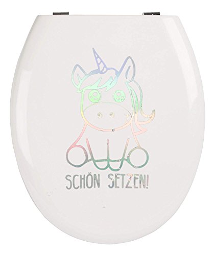 EinhornLiebe WC-Deckel Aufkleber lustiger Einhorn Sticker für Klo-Deckel Wandsticker Bad 25cm x 8cm (SCHÖN SETZEN) von EinhornLiebe