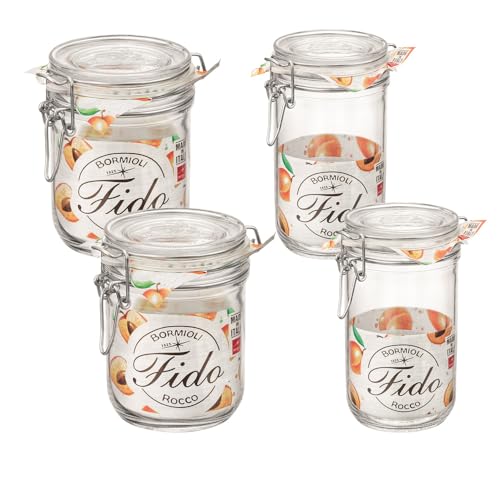 Einkochwelt Gläser Set Fido (4 Drahtbügelgläser, 2x 500 ml, 2x 750 ml, mit Deckel, zum Einmachen/Aufbewahren von Lebensmitteln) 79214 von Einkochwelt