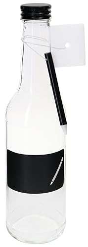Einkochwelt Glasflasche mit Schraubverschluss (6 Stück, Inhalt 350 ml, mit Kreidefeld, Saftflasche, Flasche für Smoothies, Sirup, inkl. Stift + Schwamm) 79171, Glas, klar von Einkochwelt