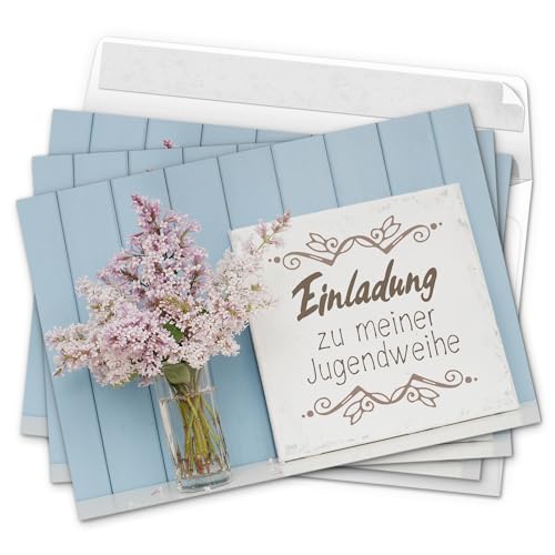 10 x Einladungskarten zur Jugendweihe mit Umschlag/Blumen für Jungen und Mädchen/Jugendweihekarten/Einladungen zur Feier 10 x Einladungskarten zur Jugendweihe mit Umschlag/Blumen für Jungen und Mädchen/Jugendweihekarten/Einladungen zur Feier von Einladungskarten Manufaktur Hamburg