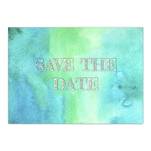 10 x Save the Date Karten mit Umschlag/Aquarell modern blau grün/Hochzeit/Liebe/Heirat/Einladung/Verkündung von Einladungskarten Manufaktur Hamburg