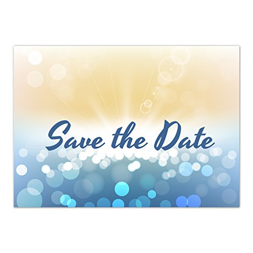 10 x Save the Date Karten mit Umschlag/Moderner Verlauf Blau Gelb/Hochzeit/Heiraten/Geburtstag/Party/Einweihung/Einladung/Verkündung von Einladungskarten Manufaktur Hamburg