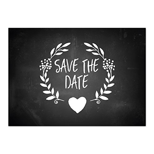 10 x Save the Date Karten mit Umschlag/Tafellook schwarz mit weißer Schrift/Hochzeit/Heiraten/Geburtstag/Einladung/Verkündung von Einladungskarten Manufaktur Hamburg