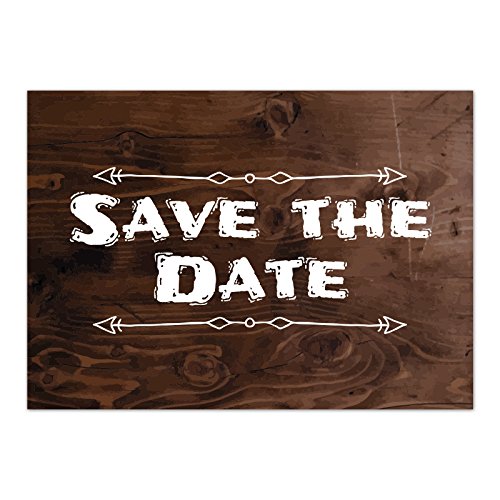 10 x Save the Date Karten mit Umschlag/Weiße Schrift auf Holz/Neutral/Geburtstag/Jubiläum/Einladung/Verkündung von Einladungskarten Manufaktur Hamburg