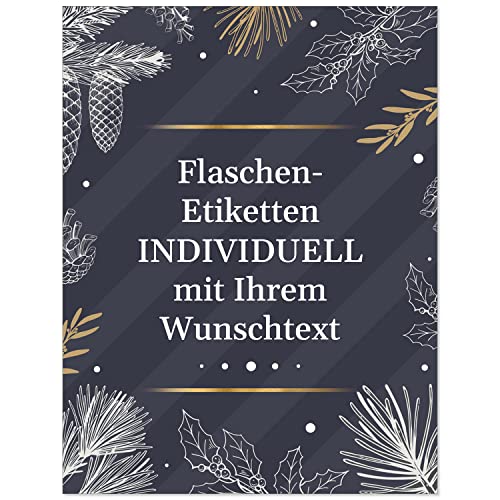 12 Flaschenetiketten selbstklebend mit Text personalisiert - Weihnachten Etikett Edel Gezeichnet - weihnachtliche Flaschen Aufkleber von Einladungskarten Manufaktur Hamburg