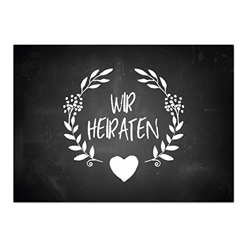 Einladungskarten Manufaktur Hamburg 10 x Save the Date Karten mit Umschlag/WIR HEIRATEN - Tafel Look/Hochzeit/Liebe/Heirat/Einladung von Einladungskarten Manufaktur Hamburg