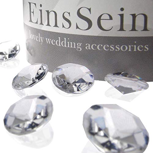 EinsSein 1000x Diamantkristalle 12mm klar Dekoration Streudeko Konfetti Tischdeko Hochzeit Diamanten Diamant Glas groß Geburtstag von EinsSein