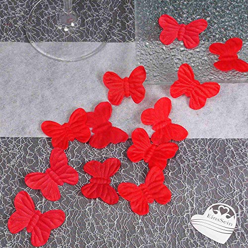 EinsSein 100x Rosenblüten Schmetterling 4cm rot Dekoration Blüten Blumen Hochzeit Streudeko Konfetti von EinsSein