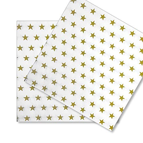 EinsSein 20x Papierservietten Servietten Stars 33x33cm Weiss-Gold Einwegservietten Hochzeitsservietten Partyservietten Speiseserviette von EinsSein