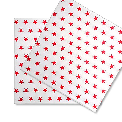 EinsSein 20x Papierservietten Servietten Stars 33x33cm Weiss-rot Einwegservietten Hochzeitsservietten Partyservietten Speiseserviette von EinsSein