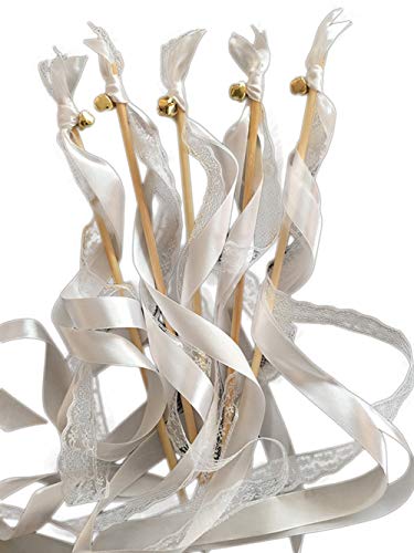 EinsSein 20x Wedding Wands Romantic weiss | perfekt für Spalier Hochzeit Stäbe | Standesamt Überraschung | Auszug Kirche und Standesamt | Glücksstäbe mit Glöckchen | mit Seifenblasen kombinieren von EinsSein