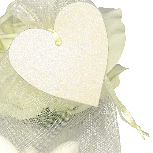 EinsSein 50x Geschenkanhänger Herz Creme schimmernd Geschenkkärtchen Tischkarten Hochzeit Party von EinsSein