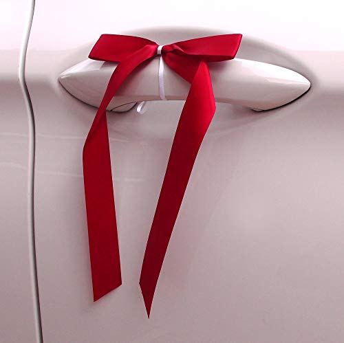 EinsSein 5x Autoschleifen Basic dunkelrot Hochzeit | Hochzeitdeko | Hochzeitsschleifen fürs Auto Autodeko Spiegel | Antennenschleifen als Deko | Autodeko Schleifen Schmuck | Autoschmuck für Antennen von EinsSein