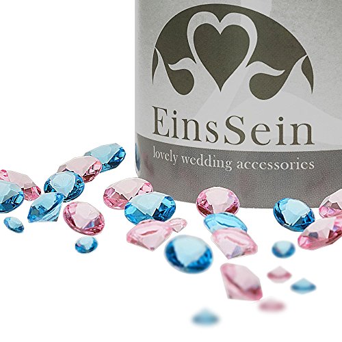 EinsSein 600x Diamantkristalle 12-10- 5mm Mix hellblau-rosa Dekoration Streudeko Konfetti Tischdeko Hochzeit Diamanten Diamant Glas groß Geburtstag von EinsSein