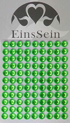 EinsSein 99x Aufkleber Sticker selbstklebend 5,5mm Strasssteine grün Glitzersteine Strasssteine Einladungskarten von EinsSein