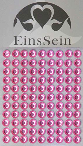EinsSein 99x Aufkleber Sticker selbstklebend 5,5mm Strasssteine rosa Glitzersteine Strasssteine Einladungskarten von EinsSein