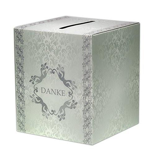 EinsSein Geldbox Hochzeit groß Geldgeschenke Briefbox ArtDeco Danke Vintage Geschenkkartenbox Hochzeitskarten Box Glückwunschkarten Danke Geschenkbox Schlitz Kuverts Geldscheine Behälter von EinsSein