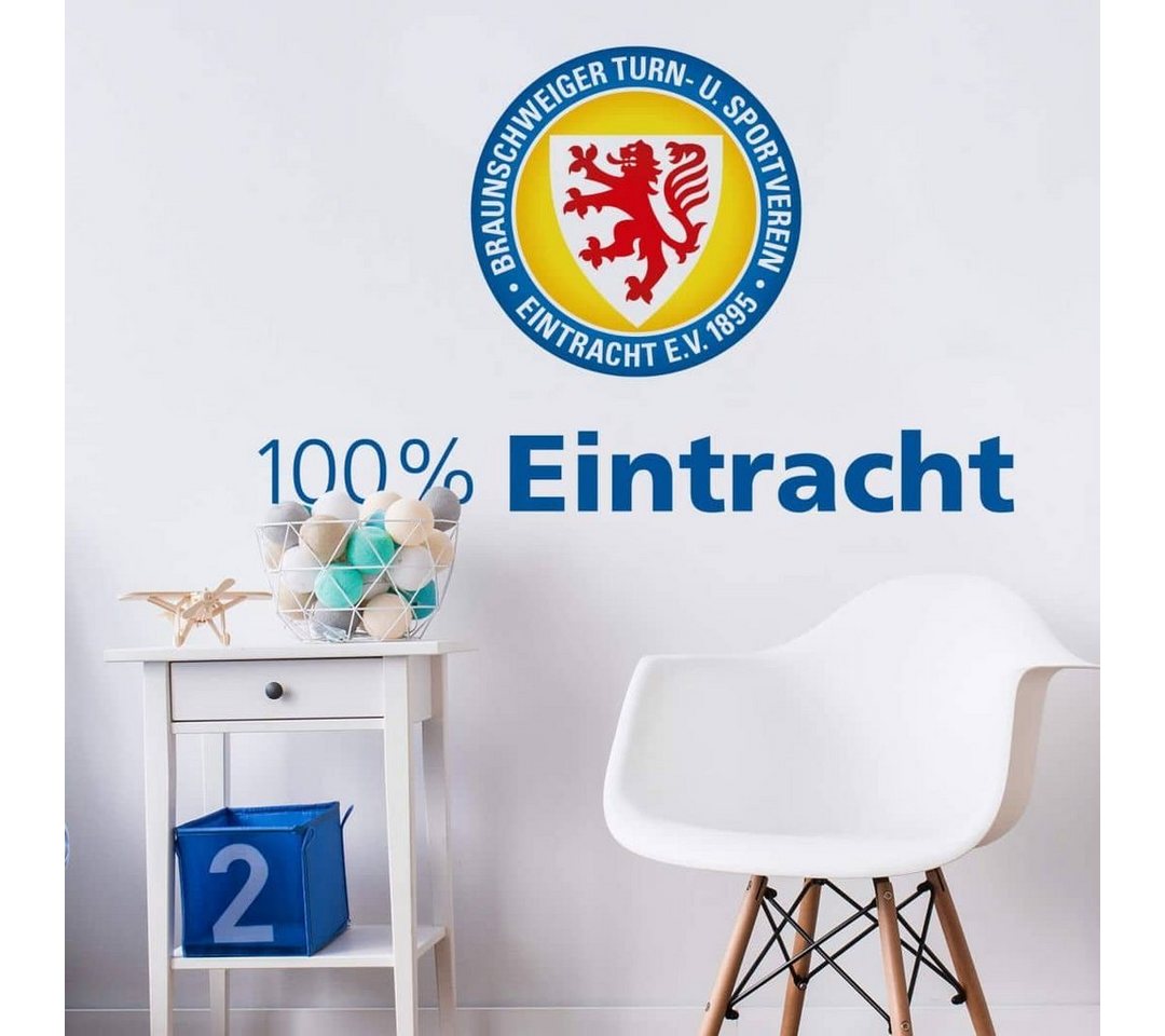 Eintracht Braunschweig Wandtattoo Fußball Wandtattoo 100% Eintracht Braunschweig E.V. 1895 Löwenstadt Logo, Wandbild selbstklebend, entfernbar von Eintracht Braunschweig