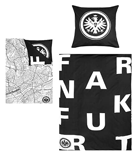 Eintracht Frankfurt Bettwäsche 135 x 200 cm schwarz weiß Baumwolle von Eintracht Frankfurt