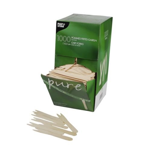 PAPSTAR 1000 Pommes - Frites - Gabeln, Holz 85 mm x 10 mm Pommesgabel PAPSTAR 1000 Pommes - Frites - Gabeln, Holz 85 mm x 10 mm Pommesgabel von PAPSTAR