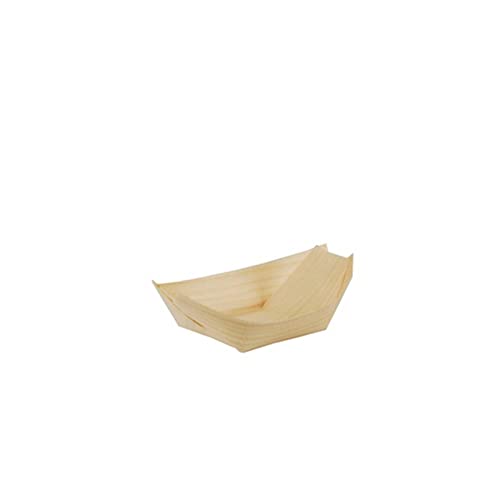 Einweggeschirr & Besteck 50 Fingerfood - Schalen, Holz 11 cm x 6,5 cm Schiffchen biologisch abbaubar von Einweggeschirr & Besteck