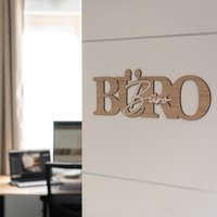 Türschild Büro | Wegweiser Holzschild Türdekoration Schriftzug Deko Geschenk Einzug Acryl Zweilagig von Einzigoatig