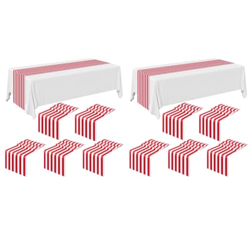 Eioeeklop 12 Stück Gestreifter Tischläufer Hochzeit Polyester Tischdekoration Rot Gestreift Design Tischdecke Dekoration 12 x 108 Eioeeklop 12 Stück Gestreifter Tischläufer Hochzeit Polyester Tischdekoration Rot Gestreift Design Tischdecke Dekoration 12 x 108 von Eioeeklop